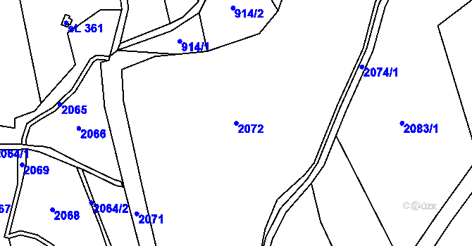Parcela st. 2072 v KÚ Albeř, Katastrální mapa
