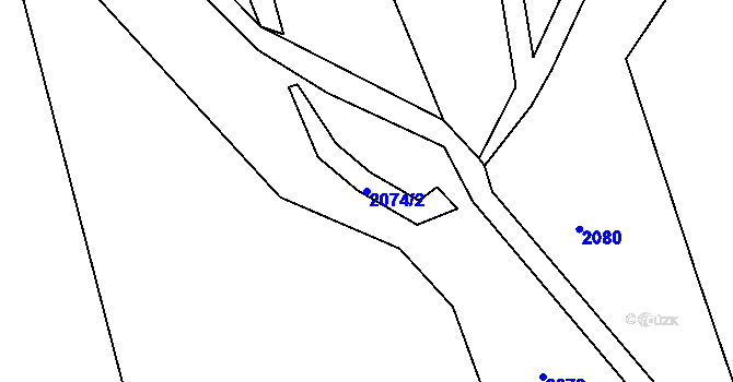 Parcela st. 2074/2 v KÚ Albeř, Katastrální mapa