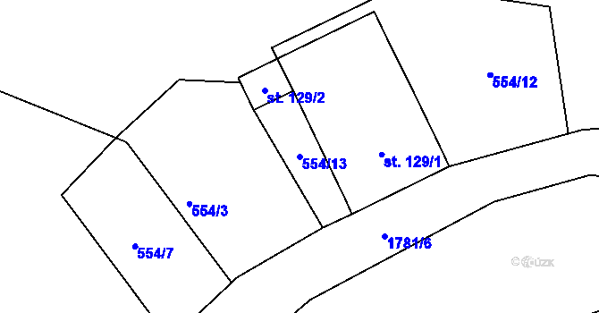 Parcela st. 554/13 v KÚ Albeř, Katastrální mapa