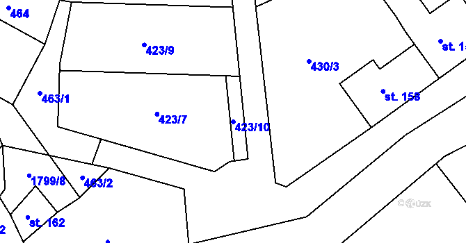 Parcela st. 423/10 v KÚ Albeř, Katastrální mapa