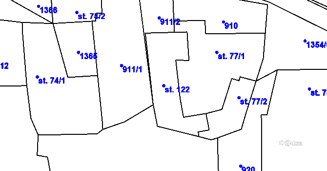 Parcela st. 122 v KÚ Albrechtice, Katastrální mapa