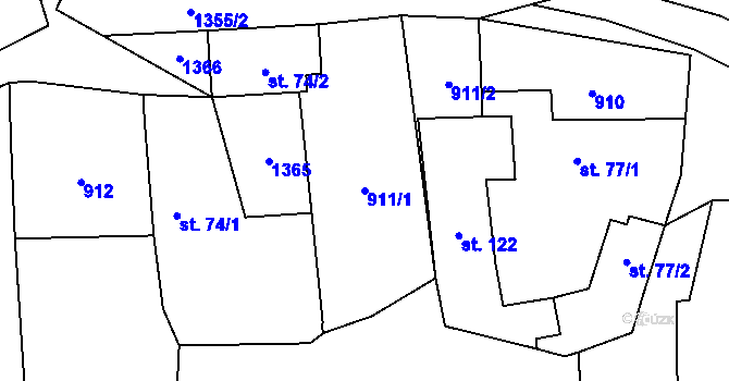 Parcela st. 911/1 v KÚ Albrechtice, Katastrální mapa