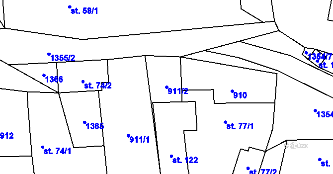 Parcela st. 911/2 v KÚ Albrechtice, Katastrální mapa