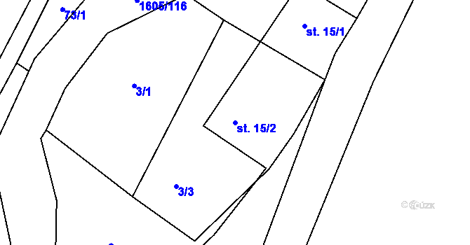 Parcela st. 15/2 v KÚ Albrechtice u Lanškrouna, Katastrální mapa