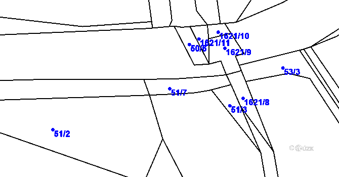 Parcela st. 51/7 v KÚ Albrechtice u Lanškrouna, Katastrální mapa