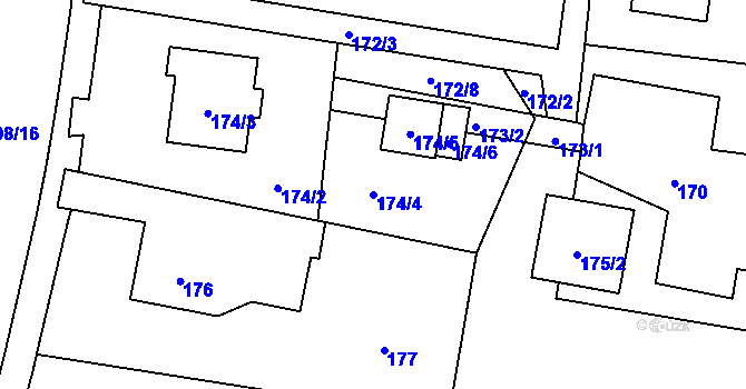 Parcela st. 174/4 v KÚ Albrechtice u Českého Těšína, Katastrální mapa