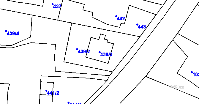 Parcela st. 439/3 v KÚ Albrechtice u Českého Těšína, Katastrální mapa