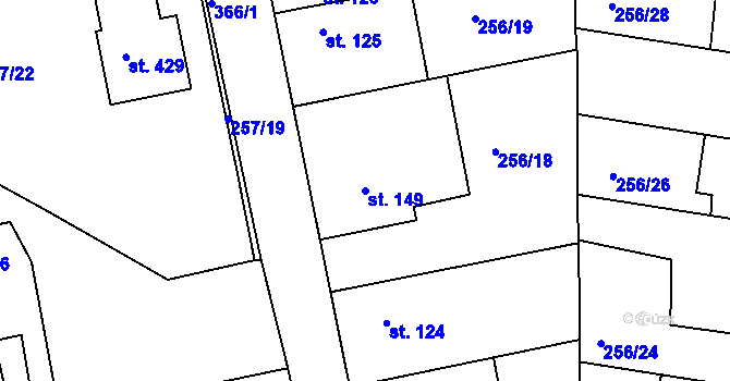 Parcela st. 149 v KÚ Albrechtice nad Orlicí, Katastrální mapa