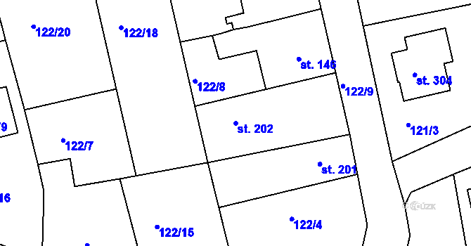 Parcela st. 202 v KÚ Albrechtice nad Orlicí, Katastrální mapa