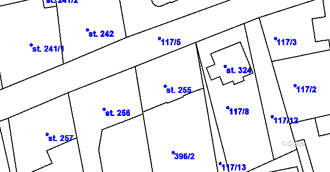 Parcela st. 255 v KÚ Albrechtice nad Orlicí, Katastrální mapa