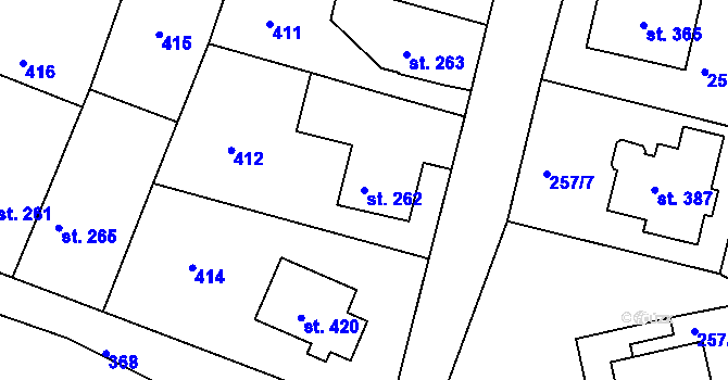 Parcela st. 262 v KÚ Albrechtice nad Orlicí, Katastrální mapa