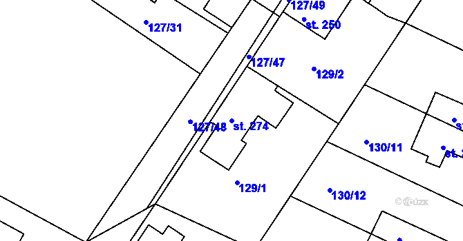 Parcela st. 274 v KÚ Albrechtice nad Orlicí, Katastrální mapa