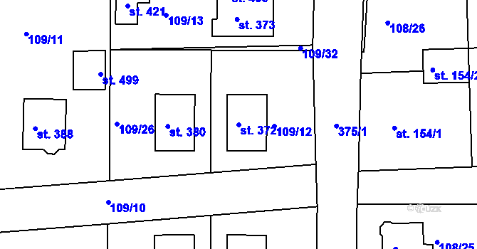 Parcela st. 372 v KÚ Albrechtice nad Orlicí, Katastrální mapa