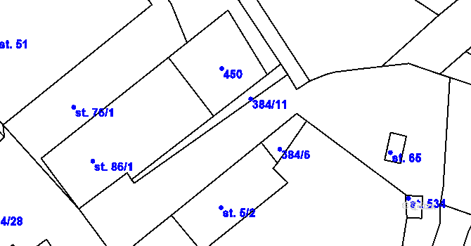 Parcela st. 384/10 v KÚ Albrechtice nad Orlicí, Katastrální mapa