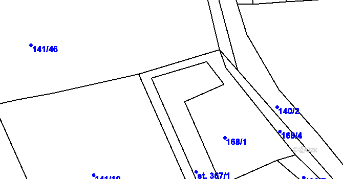 Parcela st. 367/1 v KÚ Albrechtice nad Orlicí, Katastrální mapa