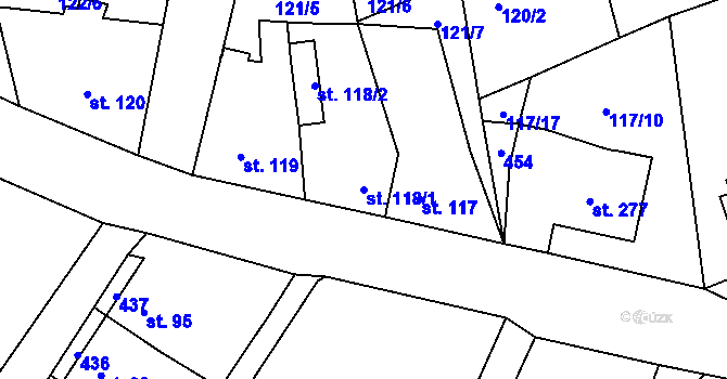 Parcela st. 118/1 v KÚ Albrechtice nad Orlicí, Katastrální mapa