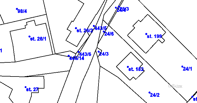 Parcela st. 24/3 v KÚ Nová Ves u Albrechtic, Katastrální mapa