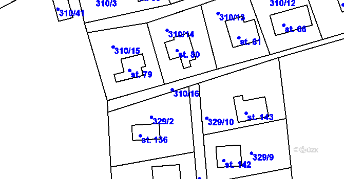 Parcela st. 310/16 v KÚ Nová Ves u Albrechtic, Katastrální mapa