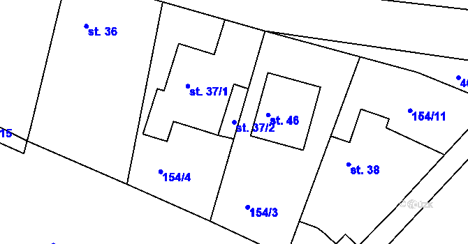 Parcela st. 37/2 v KÚ Nová Ves u Albrechtic, Katastrální mapa