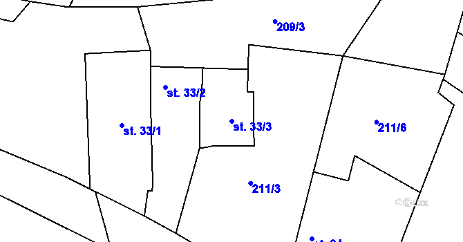 Parcela st. 33/3 v KÚ Štěpánovsko, Katastrální mapa