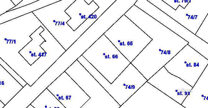 Parcela st. 66 v KÚ Štěpánovsko, Katastrální mapa