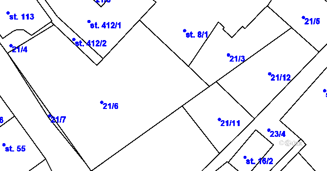 Parcela st. 21/1 v KÚ Štěpánovsko, Katastrální mapa