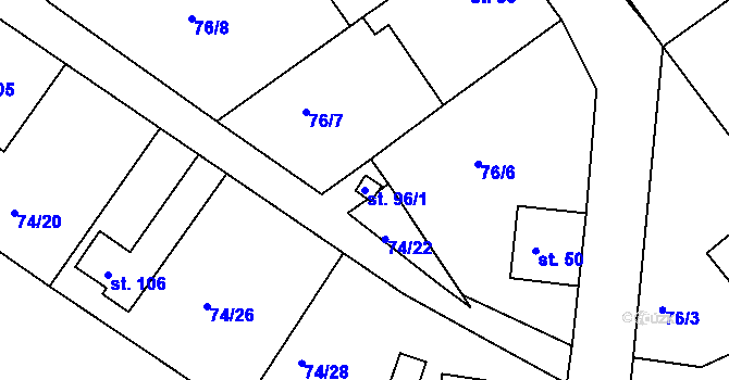 Parcela st. 96/1 v KÚ Štěpánovsko, Katastrální mapa