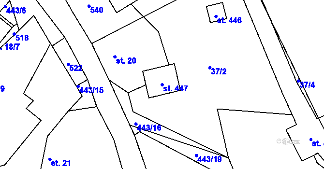 Parcela st. 447 v KÚ Štěpánovsko, Katastrální mapa