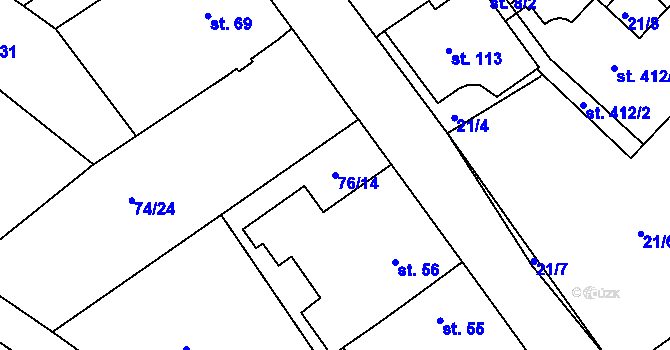 Parcela st. 76/14 v KÚ Štěpánovsko, Katastrální mapa