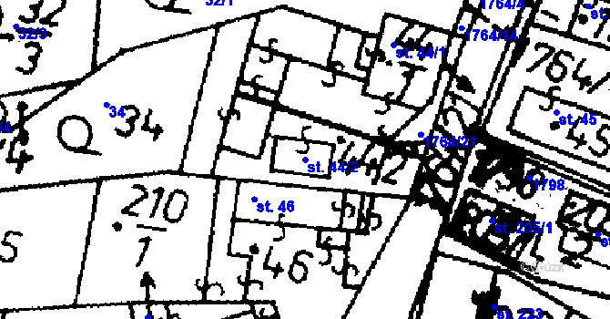 Parcela st. 44/2 v KÚ Albrechtice nad Vltavou, Katastrální mapa