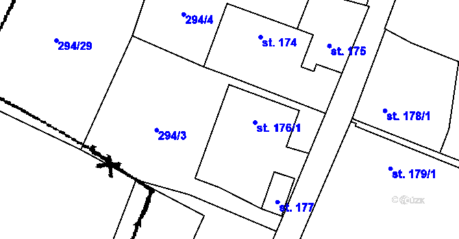 Parcela st. 176/1 v KÚ Albrechtice nad Vltavou, Katastrální mapa