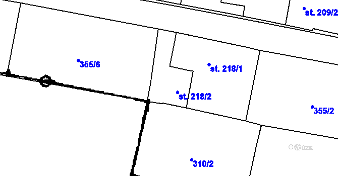 Parcela st. 218/2 v KÚ Albrechtice nad Vltavou, Katastrální mapa