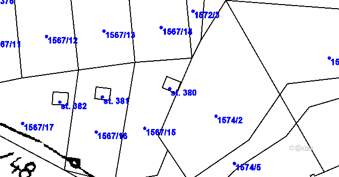 Parcela st. 380 v KÚ Albrechtice nad Vltavou, Katastrální mapa