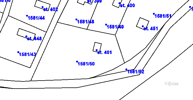 Parcela st. 401 v KÚ Albrechtice nad Vltavou, Katastrální mapa