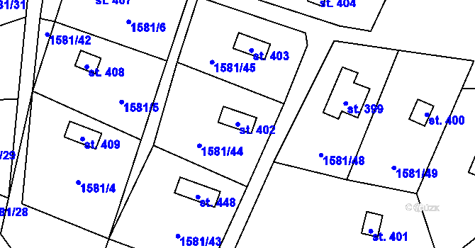 Parcela st. 402 v KÚ Albrechtice nad Vltavou, Katastrální mapa