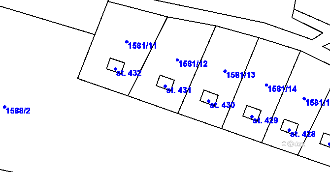 Parcela st. 431 v KÚ Albrechtice nad Vltavou, Katastrální mapa