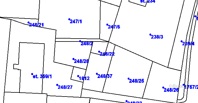 Parcela st. 248/22 v KÚ Albrechtice nad Vltavou, Katastrální mapa