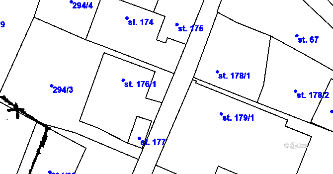 Parcela st. 293/8 v KÚ Albrechtice nad Vltavou, Katastrální mapa