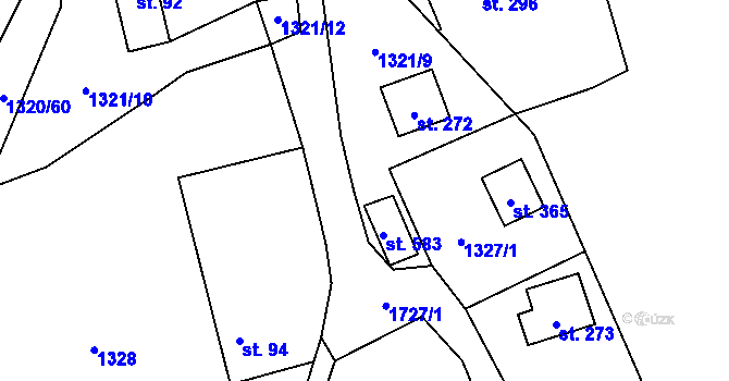 Parcela st. 1321/16 v KÚ Albrechtice nad Vltavou, Katastrální mapa