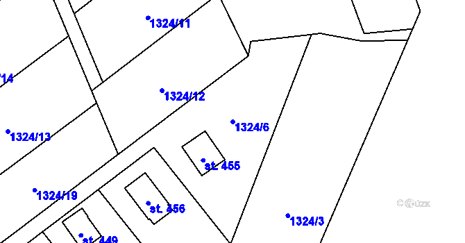 Parcela st. 1324/6 v KÚ Albrechtice nad Vltavou, Katastrální mapa
