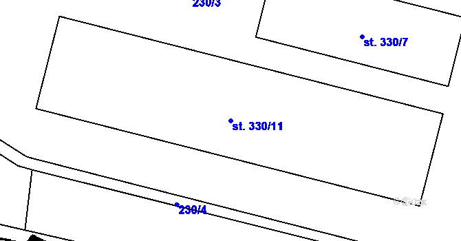 Parcela st. 330/11 v KÚ Albrechtice nad Vltavou, Katastrální mapa