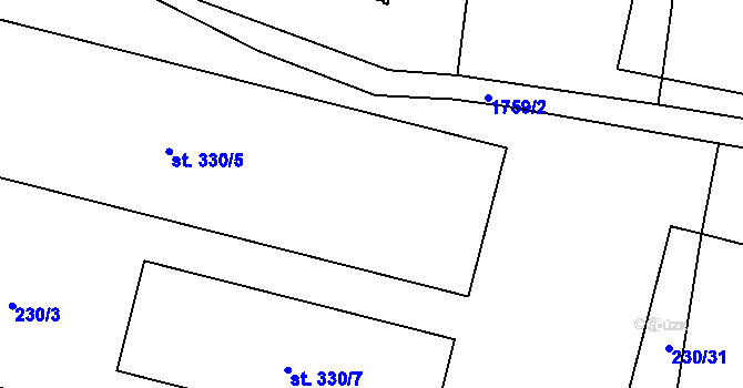 Parcela st. 330/5 v KÚ Albrechtice nad Vltavou, Katastrální mapa