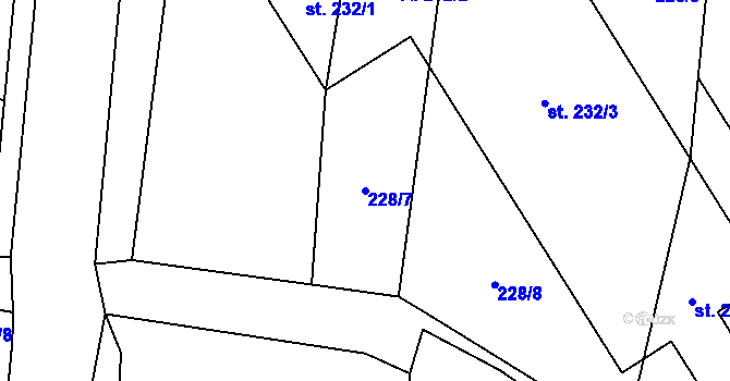 Parcela st. 228/7 v KÚ Albrechtice nad Vltavou, Katastrální mapa