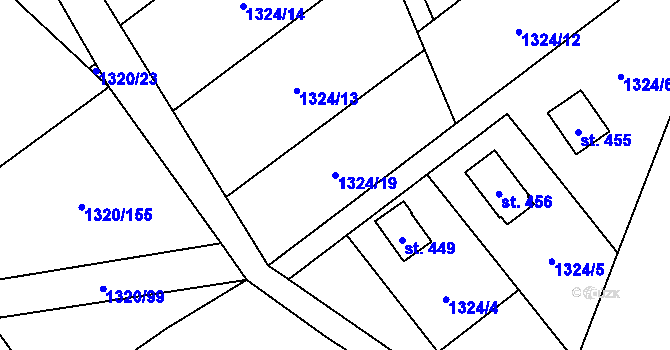 Parcela st. 1324/19 v KÚ Albrechtice nad Vltavou, Katastrální mapa