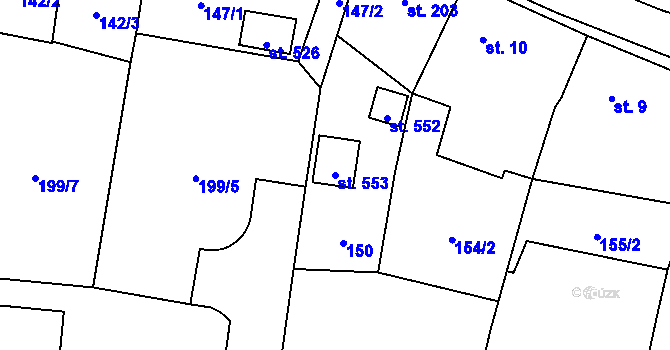 Parcela st. 553 v KÚ Albrechtice nad Vltavou, Katastrální mapa