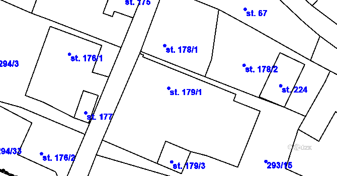 Parcela st. 179/1 v KÚ Albrechtice nad Vltavou, Katastrální mapa