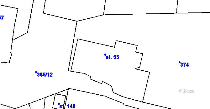 Parcela st. 53 v KÚ Údraž, Katastrální mapa