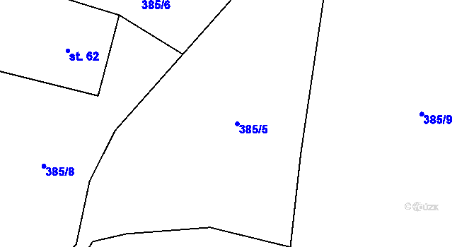 Parcela st. 385/5 v KÚ Údraž, Katastrální mapa