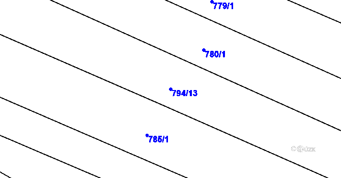 Parcela st. 794/13 v KÚ Údraž, Katastrální mapa