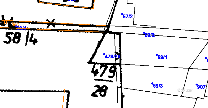 Parcela st. 479/28 v KÚ Údraž, Katastrální mapa